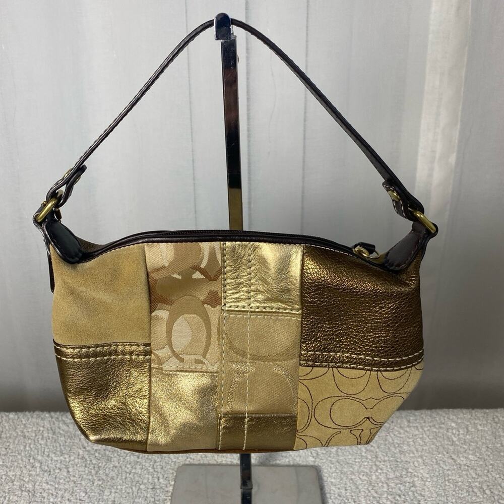GUC Coach Gold Patchwork Mini Hobo Shoulder Bag